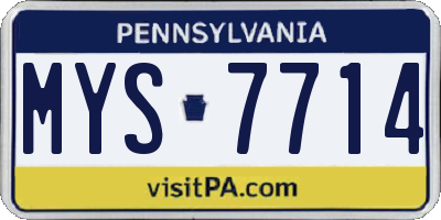 PA license plate MYS7714