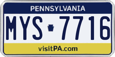 PA license plate MYS7716