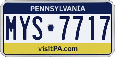 PA license plate MYS7717