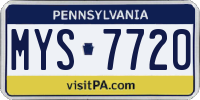 PA license plate MYS7720