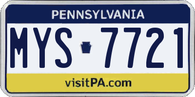 PA license plate MYS7721