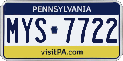 PA license plate MYS7722