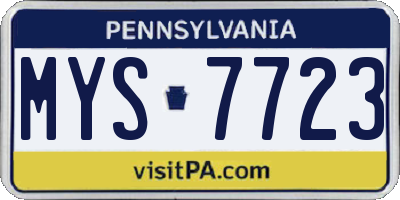 PA license plate MYS7723
