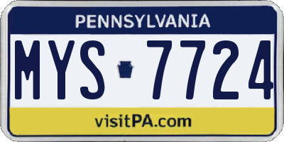 PA license plate MYS7724
