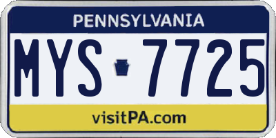 PA license plate MYS7725