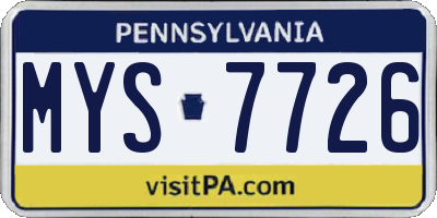 PA license plate MYS7726
