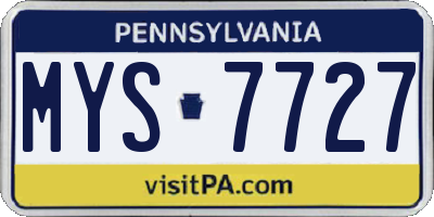 PA license plate MYS7727