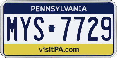 PA license plate MYS7729