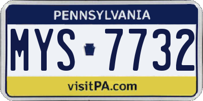 PA license plate MYS7732