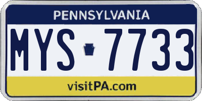 PA license plate MYS7733