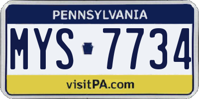 PA license plate MYS7734