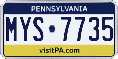 PA license plate MYS7735
