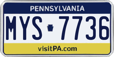 PA license plate MYS7736