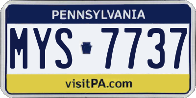 PA license plate MYS7737