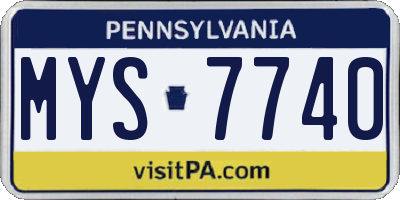 PA license plate MYS7740