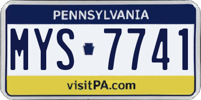 PA license plate MYS7741