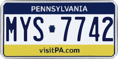 PA license plate MYS7742