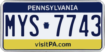 PA license plate MYS7743