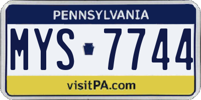 PA license plate MYS7744