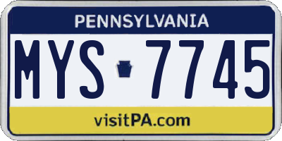 PA license plate MYS7745