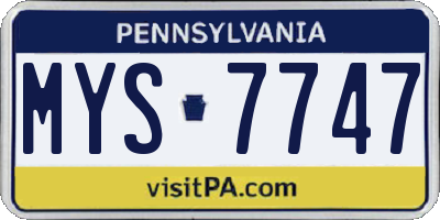 PA license plate MYS7747