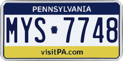 PA license plate MYS7748