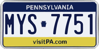PA license plate MYS7751