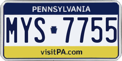 PA license plate MYS7755