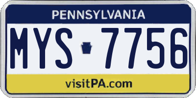 PA license plate MYS7756