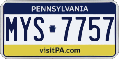 PA license plate MYS7757