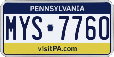 PA license plate MYS7760