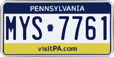 PA license plate MYS7761