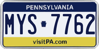 PA license plate MYS7762