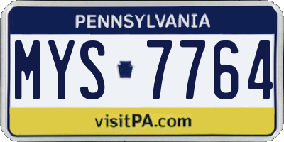 PA license plate MYS7764
