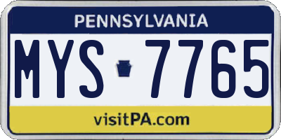 PA license plate MYS7765