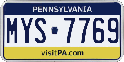 PA license plate MYS7769