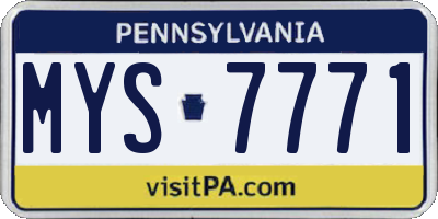 PA license plate MYS7771