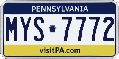 PA license plate MYS7772