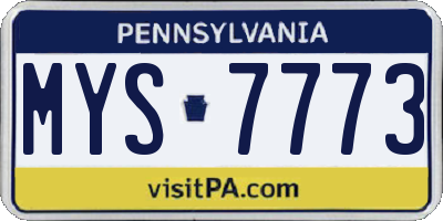 PA license plate MYS7773