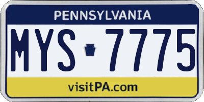 PA license plate MYS7775