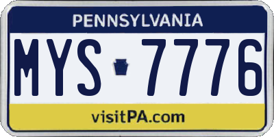 PA license plate MYS7776
