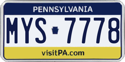 PA license plate MYS7778