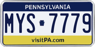 PA license plate MYS7779