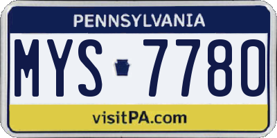 PA license plate MYS7780