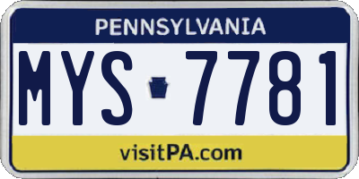PA license plate MYS7781