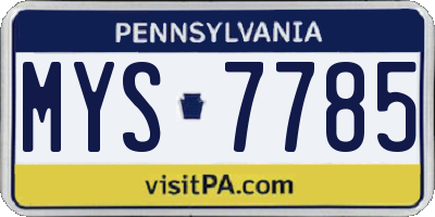 PA license plate MYS7785