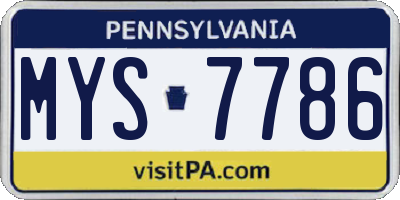PA license plate MYS7786