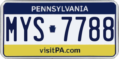 PA license plate MYS7788
