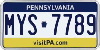 PA license plate MYS7789