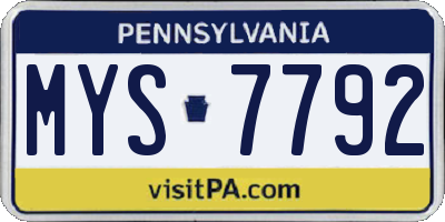 PA license plate MYS7792
